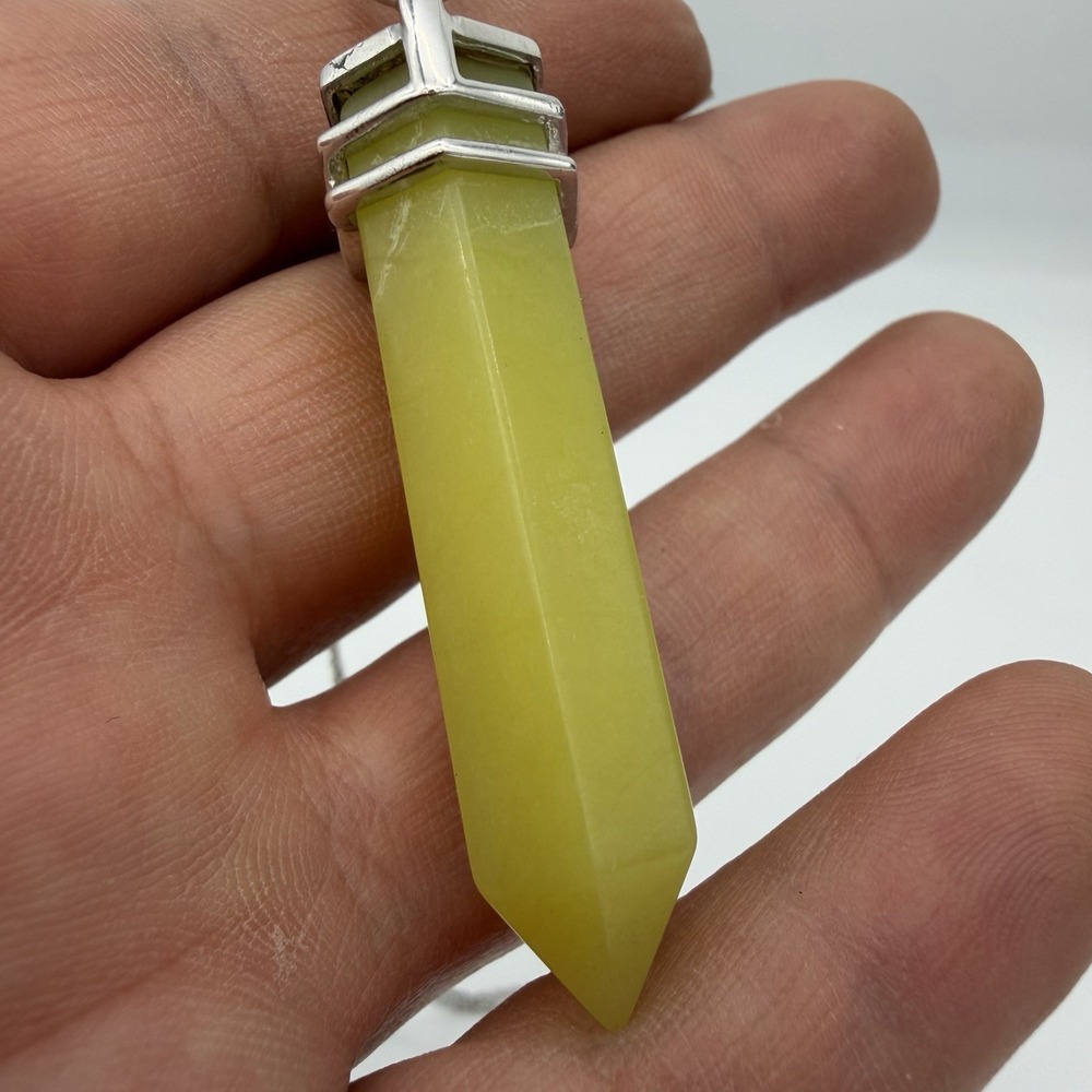 Vtg QVC Sterling Silver NF 925 Yellow Quartz Pendulum Necklace Thailand - Picture 6 of 14
